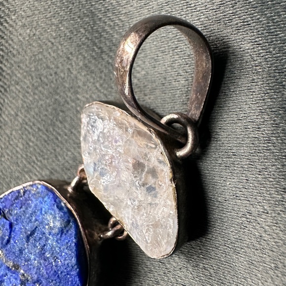 Lapis Lazuli and Quartz Chunky Pendant - Picture 2 of 5